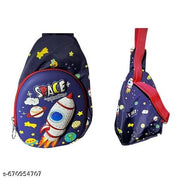 SPOCCO | SPACE Kids Chest Bag Cartoon Print Bag for Kids One Side Shoulder Bag, Cross Body Bag for Kids, Travel Chest Bag, Sling Bag, Crossbody Chest Sling Bag, Gift for Boys Girls, crossbody bag perfect for travel, picnics, or playdates.