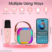 Wireless Karaoke Microphone with Speaker, Portable Bluetooth Karaoke Machine for Kids, Mini Karaoke Machine, Rechargeable Mini Singing Speaker with LED Lights, Mic & Speaker Set