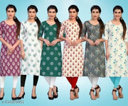 Women Printed Crepe Kurti (Combo Of 6)