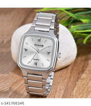 Trending Square Shape Steel Chain Analog Wrist Watch for Men