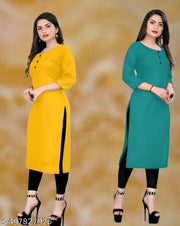 DOZZER FOX casual crape low price  daliy wear kurti combo of 2 sleeve 3/4