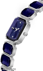 M3 Trader Rectangle Gems Steel Band Watch for Women