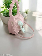 "Stylish Pink Handbag for Women with Chain Strap | Designer Ladies Purse | Shoulder Bag for Girls | Trendy Faux Leather Handbag for Office, Party, Daily Use | Spacious Fashion Accessories Bag"