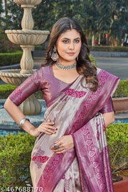 cotton silk jacquard saree with unstitched blouse