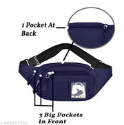 Flikker: Latest Polyester Kamar Pouch Men's Waist Bag | Women Casual Fanny Pack Chest Bag || Stylish Crossbody Bag Boys || Unisex One Side Fanny Pack for Hiking Travel Camping Running Sports (Black, Pack of: 1)