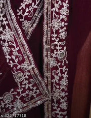 Georgette Embroidered Elegant Purple Color Sreee With Blouse