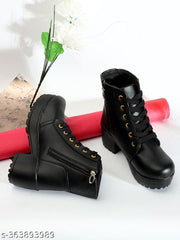 Romds Lace-Up with Zip Shoe Chain wale boot high heels shoe Ankle-Length Boots For Women & Girl's Boots For Women