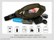 Unisex Waist Bag | Multi Pocket Travel Waist Pouch | Adjustable Belt Bag | Olive Green
