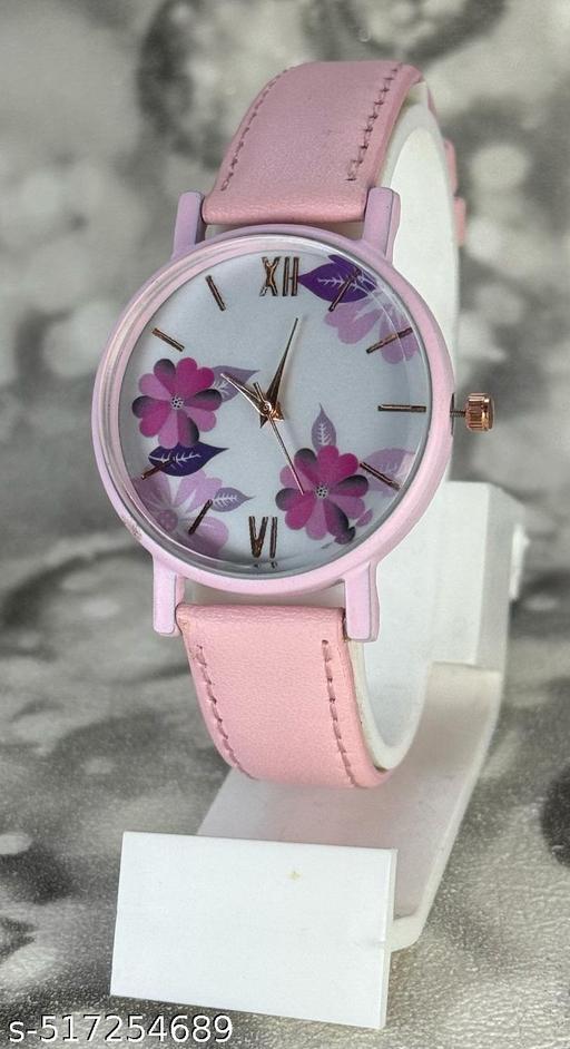 Best Quality Royal Embossed Designer Shine Round Dial with Slim Fit Attractive Leather Belt Analog Watches for women