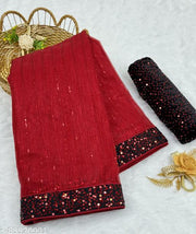 Women's Glamorous Sparkle Net Saree for Festive & Party Wear