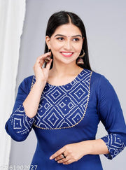 KurtiZone Women Rayon Ethnic Wear for Casual and Festive Occasions Gold Printed Straight Fit Kurti(Black) |Ethnic Kurti for Women|Kurtis & Kurtas |Simple & Party Wear Kurti|