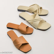 Ladies Daily Wear Flat Chappal Combo Pack of 2 | Soft Cushion Casual Sandals for Girls