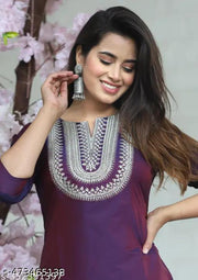 Straight Embroidered Kurta For Women And Girls