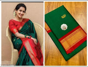 Women's Banarasi Soft Cotton Silk Saree With Unstitched Blouse Piece Women's Cotton Silk Saree Beautiful Women's Free Size Saree With Blouse Piece Women's Zari Woven Cotton Silk Banarasi Saree
