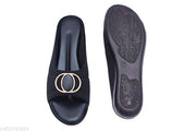 New SHAMAMA Flat Sandals Black Slipper for Women , Women's Fashion Sandal Leather, Comfortable & Stylish Wedges for Casual & Formal Occasions, Comfortable Lycra Slippers For Women, Flats for Women Stylish Latest Girls Sandals