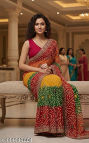 BANDHANI SAREE,RED SAREE,WOMEN SAREE