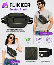 Flikker: Stylish Unisex Polyester Kawar Yatra Waist Bag | Water-Resistant Crossbody Chest Bag Trendy Side Bag  for Boys Belt Bag Girls Unisex Crossbody Wallet Purse Small Wallet Pouch Fanny Pack Swag Bag for Man Hip Bag (Green, Pack of: 1)