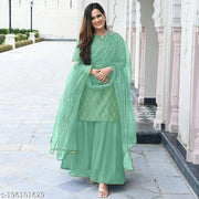 WOMEN'S TRENDY DESIGN KURTA SHARARA DUPATTA SET
