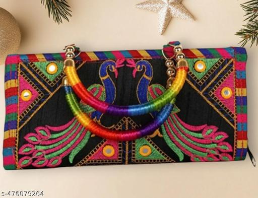 Rajasthani Jaipuri Ethnic Embroidered Women Girls Clutch, Hand Purses, Wallet | Women's Rajasthani Work Hand Purse/sling bag