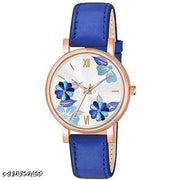 SHREE GORGEOUS FLOWER DESING LATHER ANALOG WATCH FOR GIRLS AND WOMEN COMBO (PACK OF 2)