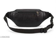 Men's Black Leather Waist Bag Multipocket Fanny Pack Adjustable Belt Bag Travel Waist Pouch Crossbody Sling Bag with Zipper Compartments for Travel, Outdoor, Hiking, Running, Cycling and Daily Use