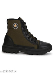 Stylish Olive Canvas Solid Walking Shoes For Men