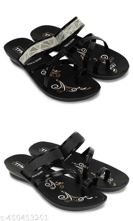 TPMS Fancy PU Sandals, slippers Combo for women and girls