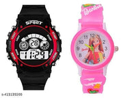 Digital Kids Watch Series Digital Unisex-Child Watch (Red Dial, Black & Pink Colored ) (Pack of 2)
