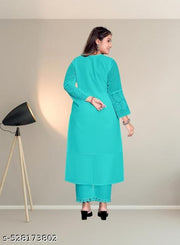 Women Georgatte Chikankari Straight Kurta