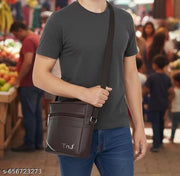 TnJ Stylish Men's Cross Body Bag, Crossbody Shoulder Bag for Travel, Office & Daily Use | Adjustable Strap, Lightweight & Durable  ( Brown )