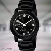 NEW ANALOG WATCH FOR MEN PACK OF 1 BLACK LEATHER BELT