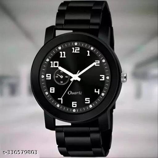 NEW ANALOG WATCH FOR MEN PACK OF 1 BLACK LEATHER BELT