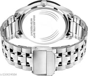 Femeo   Analog 9293  Watches Round Black Dial V Design Stylish Silver Stainless Steel Strap Classic Design Fancy Wrist Watch for Men and Boys, Pack of 1 - A07ZALPHA-V-AVO-SIL-STL