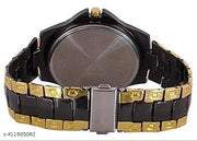 Gold Dial Golden Wrist watch for men watch With free ring And  Men With Free Designer Flat Chain gold plated chain