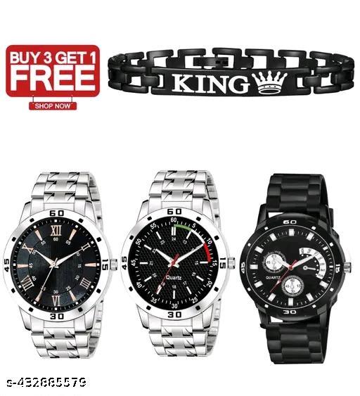 Men's stylish watches Combo-Pek of 3 Watch+King Breslet Free