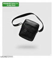Premium Leather Look Sling Bag for Men | Stylish Crossbody Travel Side Bag | Anti-Theft Shoulder Messenger Bag | Men's Chest Bag for Biking