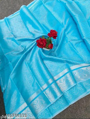 New Arrival Beautiful Silver zari Kanjivaram Brocade Silk Saree