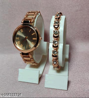 Best Quality Stylish Analog Watch with Unique Diamond Tagged Chain Type Bracelet for Women Analog Watches PACK2 GHADI