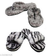 Women's Furry Slippers Open Toe Fuzzy Slippers Memory Foam Fluffy House Slippers