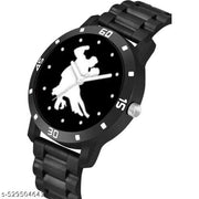 Medboo Men  Watch Love Couple Dance Print Dial Bumpper Pu Black Belt Men and Boy Watch