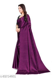 Latest Satin Silk Saree with Trendy Lycra Blouse | Ideal for Evening Parties & Receptions