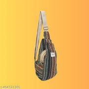 MYRIAD shoulder hemp crossbody messenger bag - unisex plain school tote lightweight, bohemian shoulder sling bags 2 compartments multi-colour pack of 1
