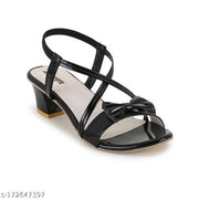 solid medium heel for women and girls casual and party wear sandal and very light weight heel new latest design heel for every wear and every look is shine (Black)