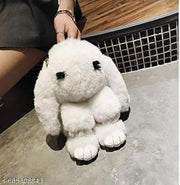 Cute Bunny Sling Bag Fluffy Sling Bags For Girls Kids Rabit Shaped bags Crossbody Plush Purse with Shoulder Chain handbags for Children (Pack Of 1) Offwhite Color