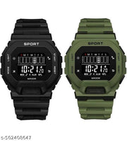 Wrist Sport Ultra Combo Watch with Water Resist Pack of 2 Digital Watch - For Men NEW GENERATION BLACK STRAP WATCHES