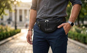 Men’s Waist Bag with Waterproof Pocket & RFID Protection | Lightweight and Adjustable Fanny Pack Belt Pouch for Hiking, Travel & Outdoor Sports (Black)