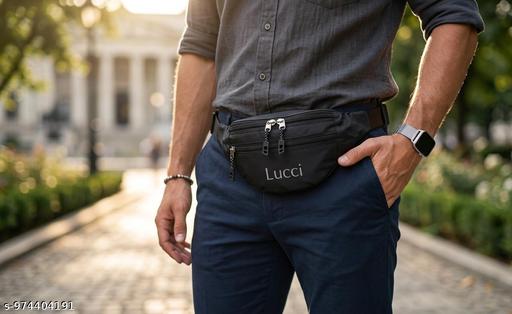 Men’s Waist Bag with Waterproof Pocket & RFID Protection | Lightweight and Adjustable Fanny Pack Belt Pouch for Hiking, Travel & Outdoor Sports (Black)