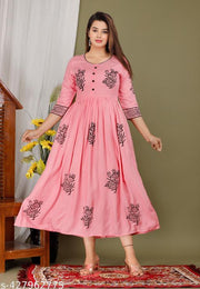 Trendy Rayon Kurti hand block Printed ethnic kurti kurtas for women