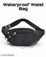 Hiking Cycling Sports Waterproof Large Capacity Kamar Bag Fanny Pack Waist Bag (Black)