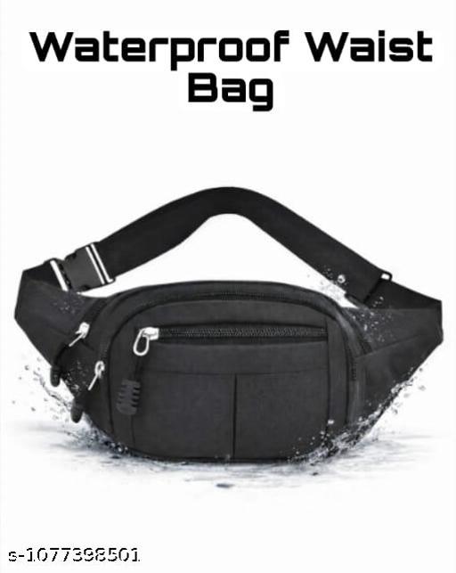 Hiking Cycling Sports Waterproof Large Capacity Kamar Bag Fanny Pack Waist Bag (Black)